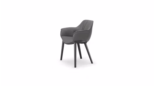 Scaun Scarlett Wood piele Smoke