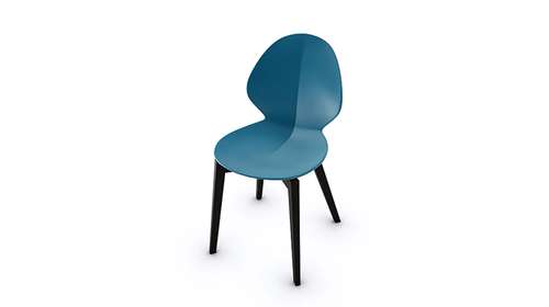 Scaun Basil structura lemn Graphite + sezut polipropilena Petrol Blue