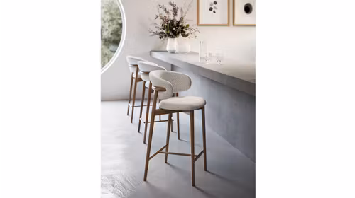 Scaun de bar Oleandro Smoke + Boucle Hemp