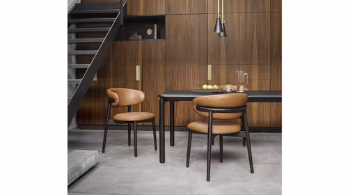 Scaun Oleandro Matt Black + Softer Cognac
