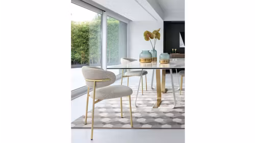 Scaun Oleandro Painted Brass + Boucle Hemp