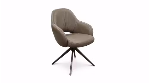 Scaun rotativ Joaquin tapitat in piele FD-16, cu structura metalica in finisaj Crossed Bronze si design modern.