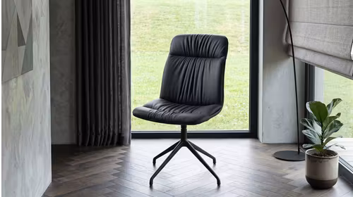 Scaun rotativ Kelly XL Piele Soft Perlato Nero - expus