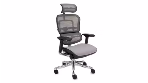 Scaun de birou Ergonomic Bentley Black Chrome Grey Fabric