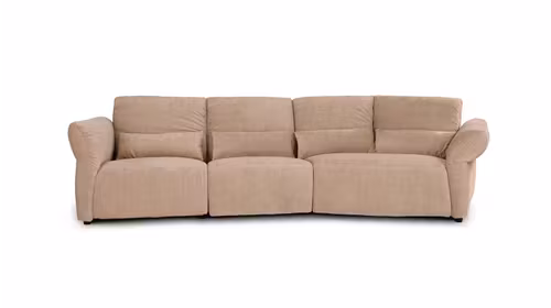 Canapea 3 locuri Selina cu recliner stanga, tapitata in textil Judy Linen Bej, design modern si elegant.