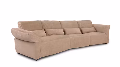 Canapea 3 locuri Selina cu recliner stanga, tapitata in textil Judy Linen Bej, design modern si elegant.