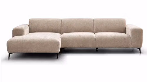 Canapea de colt Malmo textil Salvador Beige, cu configuratie pe partea stanga si design modern.