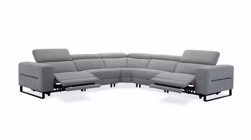 Canapea modulara Siento cu 2 reclinere textil bouclé Grey