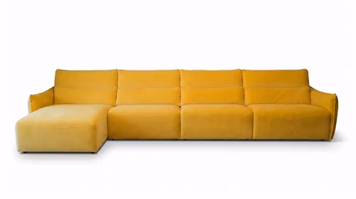 Canapea cu sezlong Stupore 4 locuri Brezza Mustard, stanga