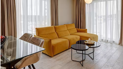Canapea cu sezlong Stupore Brezza Mustard, dreapta