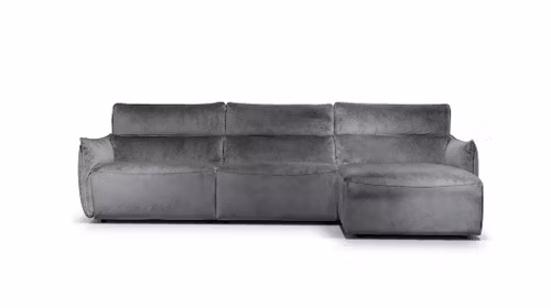 Canapea cu sezlong Stupore Brezza Dark Grey, varianta dreapta, tapitata in material textil tip catifea, cu design elegant pentru living.