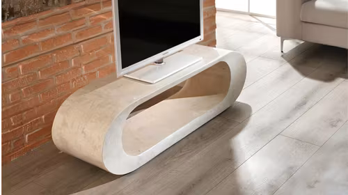 Suport TV Tito multifunctional din piatra fossile, utilizabil ca masuta, 130x35x35 cm