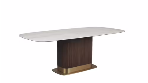 Masa Viento Ceramica 220 cm cu structura Titanium Gold si blat din ceramica, design elegant si modern pentru spatii de dining premium.