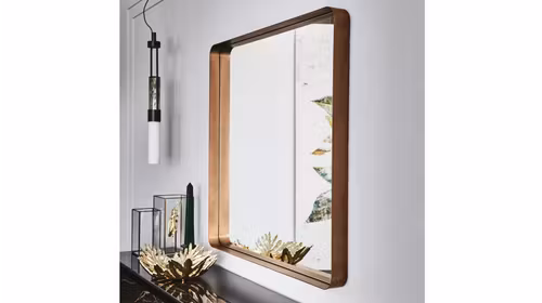 Oglinda Wish Brushed Bronze 120 cm, produs expus, cu cadru din otel si finisaj rafinat.