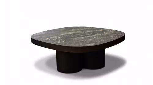 Masuta de cafea Zafon cu top din ceramica KL-176 si structura metalica Bronze Powdered Coat N6, cu design compact si modern.