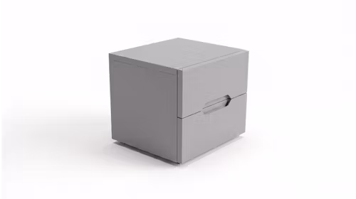 Noptiera Zara B din MDF in finisaj Alluminio Opaco, cu 2 sertare si inchidere amortizata. Design contemporan, dimensiuni 52.6 x 46 x 45.6 cm.