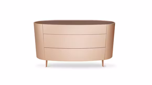 Comoda Stoccolma 3 sertare Papiro Perla Opaco + top Rame Perla Opaco + picioare Papiro Perla Opaco