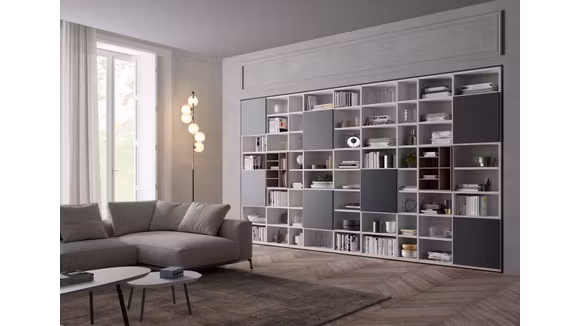 Biblioteca moderna cu fronturi mixte