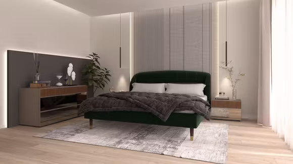 Noptiera Vinci Grigio Piacenza + Noce + Bronze Mirror