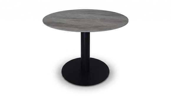 Masa rotunda Marrianne Piatra Gri Sinterizata/Picior Negru 100x75 cm