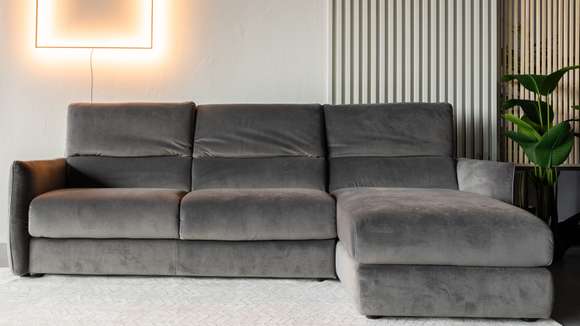 Canapea de colt extensibila cu sezlong Meraviglia Brezza Grey, dreapta