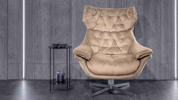 Fotoliu rotativ Darla textil Velvet Light Beige
