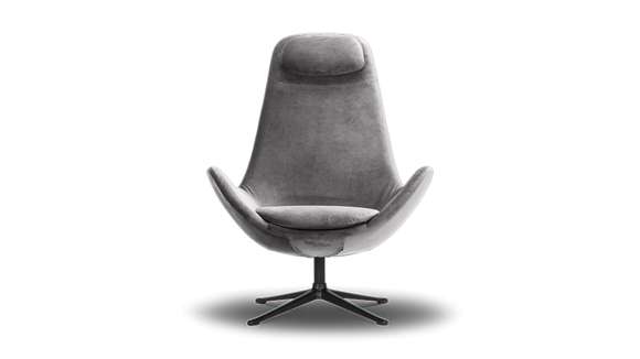 Fotoliu rotativ Ghost textil Super Velvet Silver Grey - expus