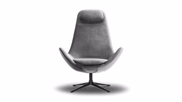 Fotoliu rotativ Ghost Super Velvet Silver Grey, produs expus, cu tapiterie catifelata si design modern.