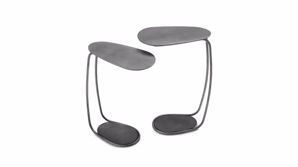 Masuta de cafea Yago Brushed Grey, produs expus, cu design elegant si forma atipica.