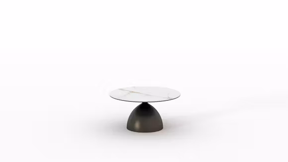 Masuta de cafea rotunda Portobelo cu blat ceramica Golden Cararra si structura Dark Bronze, diametru 40 cm.