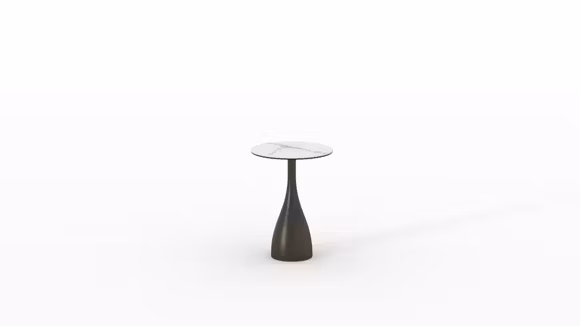 Masuta de cafea rotunda Portobelo cu blat ceramica Golden Cararra si structura Dark Bronze, diametru 40 cm.