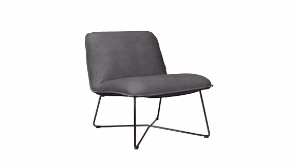 Fotoliu Fly Ally Quilt Grey, produs expus, cu sezut si spatar late, umplutura din spuma si picioare metalice negre.
