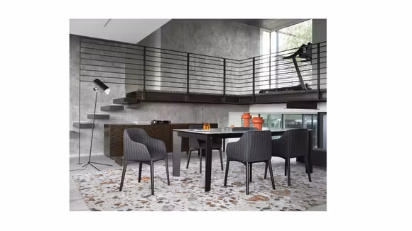 Masa extensibila Abrey Matt Black/ Silk White Marble 160 (220) cm