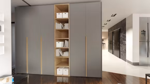 Dressing Uno Batant Alluminio Opaco+Maner J6 Rovere Nodato Nobilitato