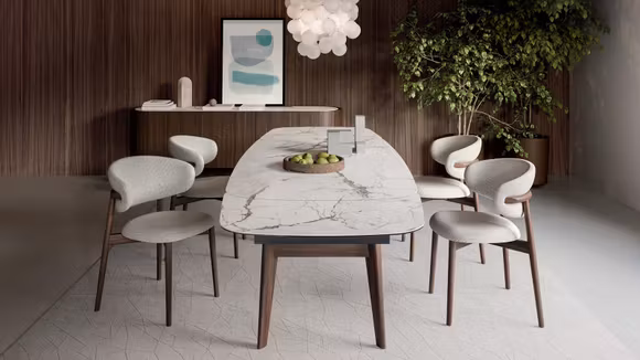 Masa extensibila Abrey Smoke/Silk White Marble 200 (250/300) cm