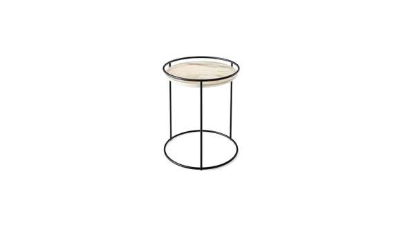 Masuta de cafea Atollo Matt Black/Golden Onyx Marble 42.5 cm