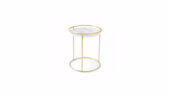 Masuta de cafea Atollo Polished Brass/White Marble 42.5 cm