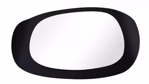 Oglinda Barri Black 110x100 cm, cu structura neagra si forma moderna cu linii rotunjite.