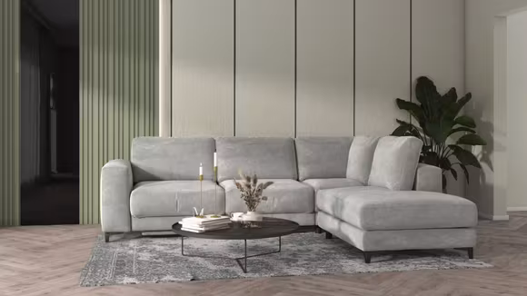 Canapea de colt extensibila Bella Salvador Light Grey S1, dreapta