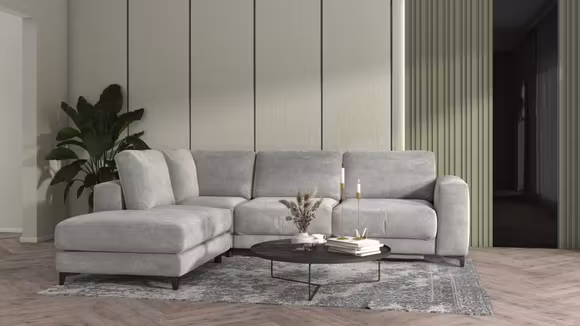 Canapea de colt extensibila Bella Salvador Light Grey S1, stanga