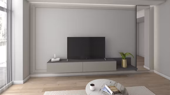 Biblioteca Panca Stone Gray + Fango Opaco 320 cm