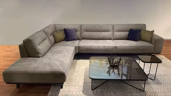 Canapea cu sezlong Adrenalina textil Sfinge Taupe, stanga
