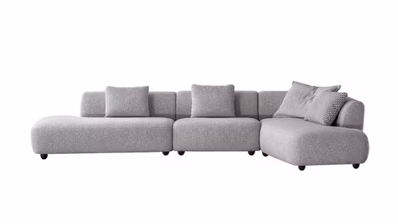 Canapea cu sezlong Allison textil Light Grey, dreapta