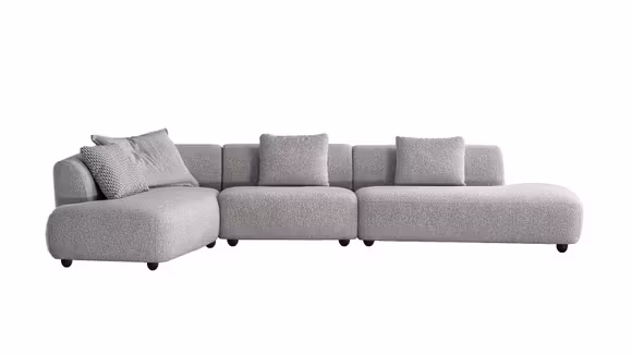 Canapea cu sezlong Allison textil Light Grey, stanga