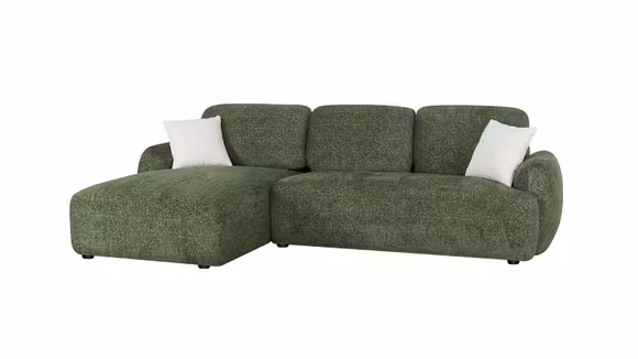 Canapea cu sezlong Casablanca textil Raven Dark Green, stanga
