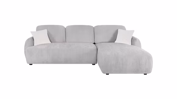 Canapea cu sezlong Casablanca textil Raven Light Grey, perne Raven-22, dreapta