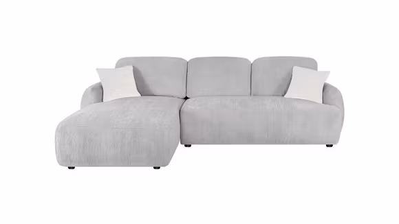Canapea cu sezlong Casablanca textil Raven Light Grey, perne Raven-22, stanga