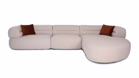 Canapea cu sezlong Corrado textil Beige, dreapta