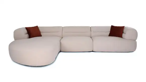 Canapea cu sezlong Corrado textil Beige, stanga