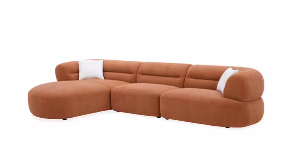 Canapea cu sezlong Corrado textil Orange, stanga